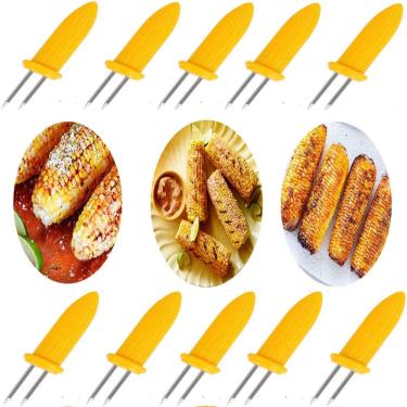 Imagem de GBSTORE 10 peças de suportes de milho de aço inoxidável para espetos para churrasco ao ar livre