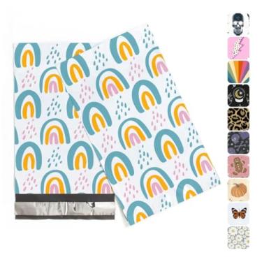Imagem de Package Mint Envelopes de poliéster fofos para roupas, sacos de plástico para pequenas empresas, envelope de embalagem impermeável não acolchoado, 15 x 23 cm, arco-íris boêmio, pacote com 200