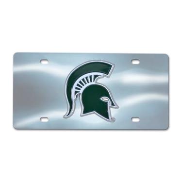 Imagem de FANMATS Placa de licença frontal de aço inoxidável Michigan State Spartans 24524 com grande emblema de metal moldado em 3D, 15 x 30 cm