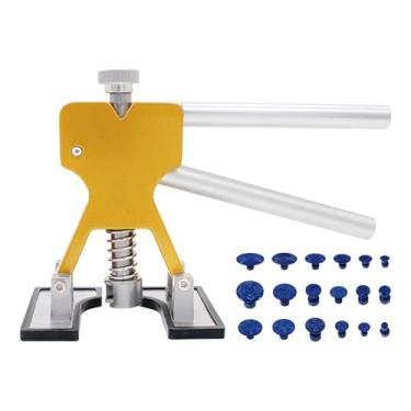 Imagem de QKDS Kit de extrator de amassado de carro sem pintura, kit de reparo de amassados, levantador de ferramentas de remoção de amassado dourado com 18 peças de abas de extrator de amassados para