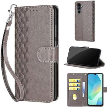 Imagem de KENHONER Capa carteira projetada para Samsung Galaxy A16 5G, capa flip feminina com suporte de couro PU em relevo, compartimentos para cartões de crédito, alça de pulso, capa para celular para Samsung