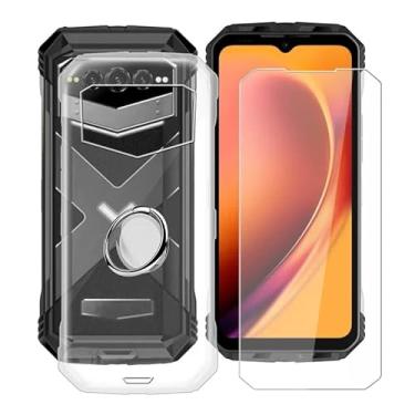 Imagem de HGJTFANY Capa de telefone para Doogee V Max Plus (6,5 polegadas) + 1 pacote de protetor de tela, com suporte de anel de telefone de 360°, capa de silicone ultrafina macia TPU transparente à prova de