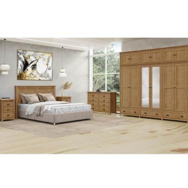 Imagem de Conjunto Quarto: Guarda-Roupa 12 Portas Cabeceira Cômoda 8 Gavetas 2 Mesas Cabeceiras Freijó Topázio Madeira Pinus - Finestra