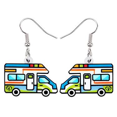 Imagem de Bonsny Brincos de acrílico com pingente de gota de desenho animado engraçado van acampamento carro joias para mulheres meninas crianças, Acrílico, Sem pedra preciosa