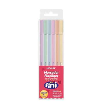 Imagem de Marcador Fineliner Ponta 0.5mm Fini Candy Colors Estojo c/6 Cores Leoa