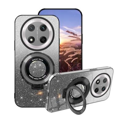 Imagem de Wousunly Capa para Honor Magic 7 Lite Capas de silicone com suporte de anel, para Honor Magic 7 Lite capa de telefone com glitter transparente camada dupla removível TPU macio à prova de choque capa