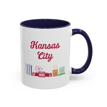 Imagem de Caneca de café Kansas Accent (11, 425 g) - Copo de lembrança vintage do estado, presente de lembrança do mapa do Kansas, xícara de chá do viajante do meio-oeste, Kansas