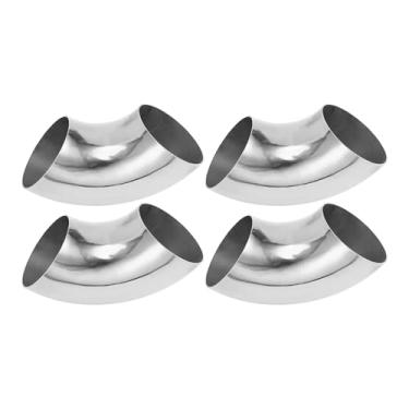 Imagem de Motoforti 4 peças 90 graus mandril curva cotovelo carro modificado tubo de escape tubulação 7.6 cm espessura OD 1,0 mm/19GA 76x185x1,0 mm 304 aço inoxidável tom prata