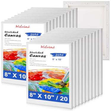 Imagem de Hdviai Tela Esticada Para Pintura - 8X10 Polegadas/Pacote Econômico De 20 Telas - Primer Triplo Sem Ácido 100% Algodão Tela Em Branco Para Materiais De Pintura Óleo E Acrílico Derramando Arte Aquarela