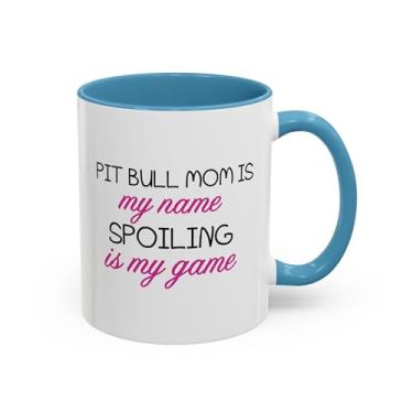 Imagem de Caneca de café Pit Bull Mom, presente para amantes de pitbull, caneca para pais de animais de estimação, presente exclusivo para mãe de cachorro, xícara de café engraçada para mães de animais de