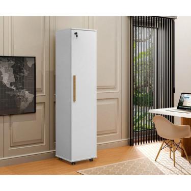 Imagem de Armário Multiuso com Chave e Rodizio Lune Espresso Móveis Branco