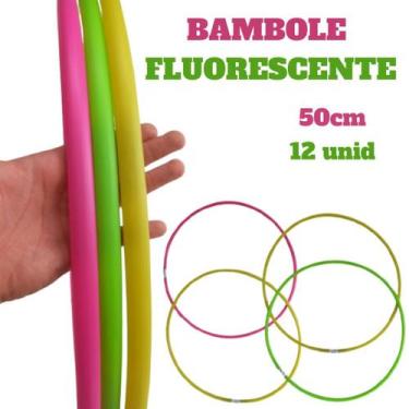 Imagem de Kit 12 Bambolês Sortidos Neon 50cm Arco Infantil Coloridos - BAMBOLE