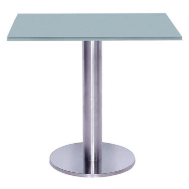Imagem de Mesa Beta Big Inox 75 Cm (alt) Disco Redondo Tampo Mdp Quadrado 60 Cm (larg) X 2,50 Cm (alt) Cinza
