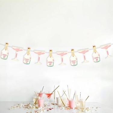 Imagem de Decorações pré-amarradas de aniversário de 21 anos, garrafa de vinho champanhe rosa, faixa de martini para ela, Happy 21st Bday Party, Finally Legal 21, Cheers to 21