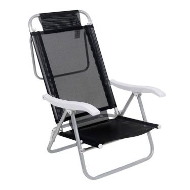 Imagem de Cadeira Reclinável Sunny 6 Posições Em Alumíno Para Praia Piscina Camping Preta - 06300...