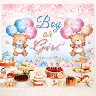 Imagem de Pano de fundo revelador de gênero de 25 x 2 m para fotografia, decoração de fundo azul rosa menino ou menina, faixa para decoração de mesa de bolo para chá de bebê recém-nascido