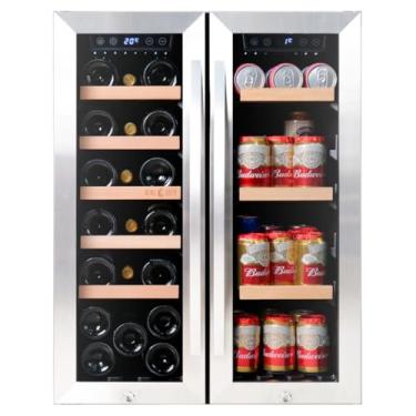 Imagem de Adega e Refrigerador 2 em 1 Dual Zone Aço Inox Premium Touch Screen Iluminação Em LED Capacidade 20 Garrafas De Vinho E 53 Latas 350ML120LTS 220V (Preto)