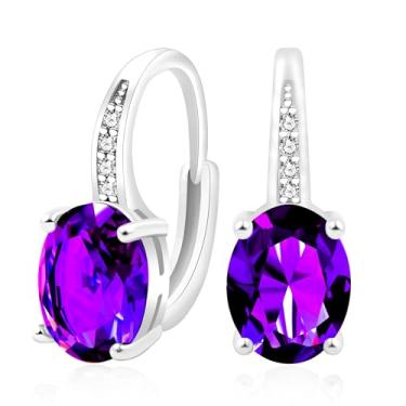 Imagem de Uloveido Brincos femininos com alavanca de cristal oval CZ banhado a platina, brincos hipoalergênicos para casamento, noivado, Natal, presente de aniversário para mãe, esposa, amiga YA5123, Latão