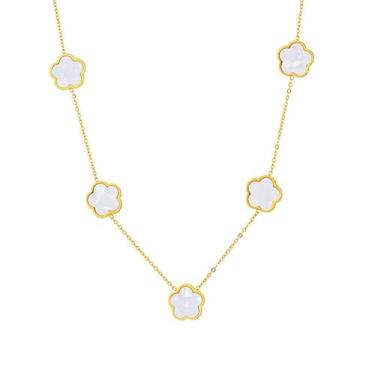 Imagem de OSIRIDEH2 Colar de trevo de quatro folhas banhado a ouro 18K para mulheres, colar de trevo de quatro folhas, pingente de flor, joia delicada, 01, Aço inoxidável, Sem Pedra Preciosa