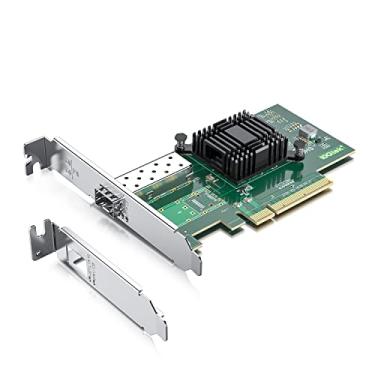 Imagem de Alwong Placa de rede PCI-E SFP+ de 10 GB, com controlador Intel 82599EN, porta SFP+ única, adaptador LAN Ethernet compatível com Windows Server/Linux/VMware, equivalente a Intel X520-DA1 (Intel
