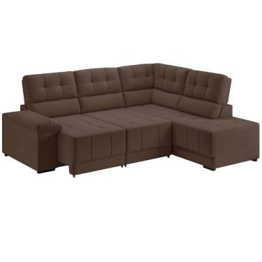 Imagem de Sofá de canto Besthouse Firenze retrátil e reclinável 5 lugares em tecido suede veludo Marrom