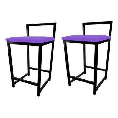 Imagem de Kit 2 Banqueta Baixa Quadrada Industrial Cozinha Balcão Bar - Moveraço