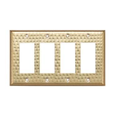 Imagem de Monarch Abode Quadriciclo Rocker martelado à mão, placa decorativa para interruptor, placa de interruptor, 4 faixas, ouro escovado