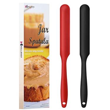 Imagem de Espátula para jarro, espátula de silicone de cabo longo para pote de maionese, chicote fresco, manteiga de amendoim, condimentos (preto/vermelho)
