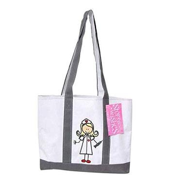 Imagem de Storybook Wishes Bolsa infantil pequena bordada de 38 cm x 25 cm para enfermeiras, Branco, One Size