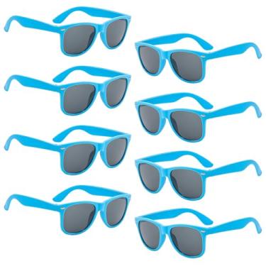 Imagem de Pacote com 8 óculos de sol unissex para festas cores neon para crianças, azul