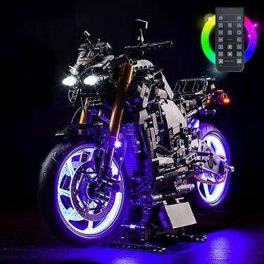 Imagem de LocoLee Kit de luz LED para Lego Yamaha MT-10 SP 42159, conjunto de iluminação de controle remoto atualizado 2023, acessórios compatíveis com Lego 42159 (apenas luzes, sem modelos)