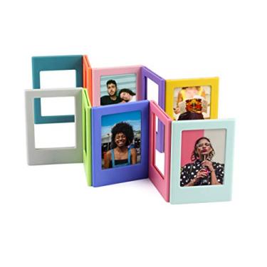 Imagem de Shantmay Conjunto de porta-retratos magnéticos, pacote com 12, 5 x 7 cm, mini porta-retratos para polaroid, moldura Instax para geladeira, tamanho carteira, porta-retrato