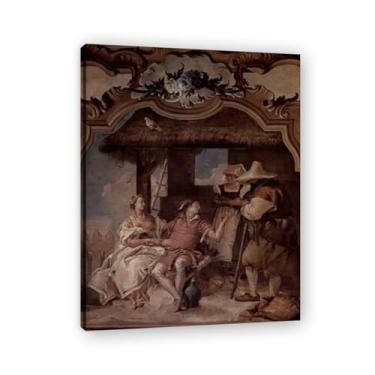 Imagem de Impressão em tela por dois camponeses Giovanni Battista Tiepolo – Obra-prima rococó barroca, pintura escolar de Veneza, pintura a óleo decorativa para galeria doméstica 60 x 78 cm