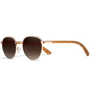 Imagem de Óculos De Sol Redondo Madeira Proteção Uv400