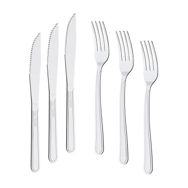 Imagem de Kit - Jogo De Faca E Garfo Buzios 48 Peças Em Aço Inox Ibag - Tramontina