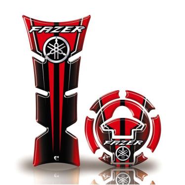 Imagem de Kit Protetor De Tanque E Bocal Moto Yamaha Fazer Acima 2018 Vermelho