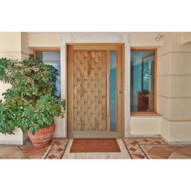 Imagem de Kit Porta De Madeira Pivotante 210X92Cm Batente 14Cm Fechadura 803 Eucalipto