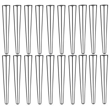Imagem de Kit 20 Pés De Metal 60 Cm Hairpin Legs Mesa De Canto Aparador Preto
