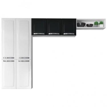 Imagem de Cozinha Compacta Itatiaia Rose 7 Portas 6 Prateleiras 245cm Branco Com Preto