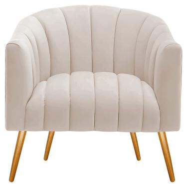 Imagem de Poltrona Decorativa Sala De Estar Recepção Senna Linho - Adj Decor Cor Bege