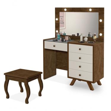 Imagem de Penteadeira 5 Portas Com Banqueta Lótus Malbec Off White