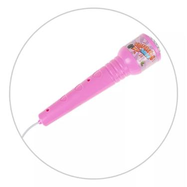Imagem de Microfone Karaokê Com Pedestral Use No Celular Luzes Menina Cantar Criança