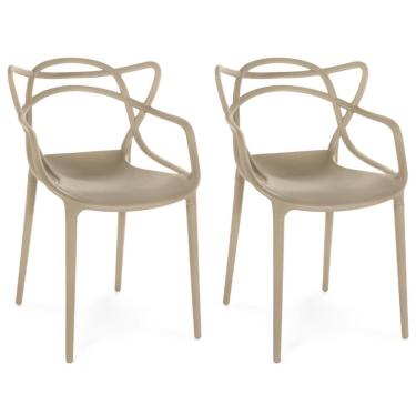 Imagem de Kit 2 Cadeiras De Jantar Allegra Prática Empilhável - Nude
