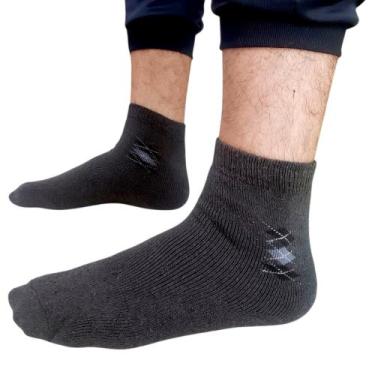 Imagem de Kit 2 Pares Meias Masculina Inverno Grossa Macia Cano Alto - RJC, Cinz