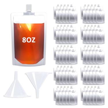 Imagem de Cloudslucky Sacos de bebida de 227 g, 100 peças, bolsas reutilizáveis com funil para beber suco líquido de bebida, frascos de plástico para viagem, acampamento, eventos esportivos ao ar livre, grau