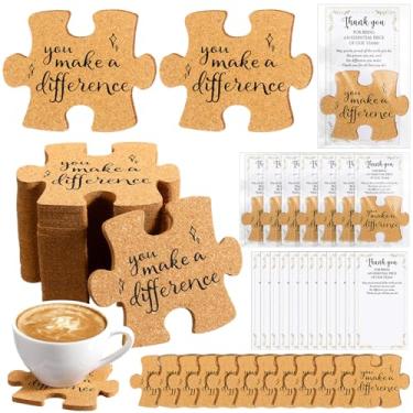 Imagem de Hushee Conjunto de 20 peças inspiradoras de presentes de agradecimento de funcionários porta-copos de quebra-cabeça que você faz a diferença porta-copos motivacionais com cartões de agradecimento