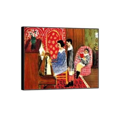 Imagem de BMZFYBS Quadro preto arte de parede pinturas famosas - imagens em tela para sala de estar - lição de piano - pôster e impressões de decoração de casa 90 x 108 cm 35 x 42 pol