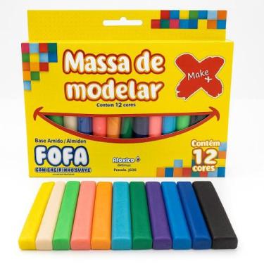 Imagem de Massa Massinha Modelar 12 Cores Sortidas Soft 180g Infantil - Make+