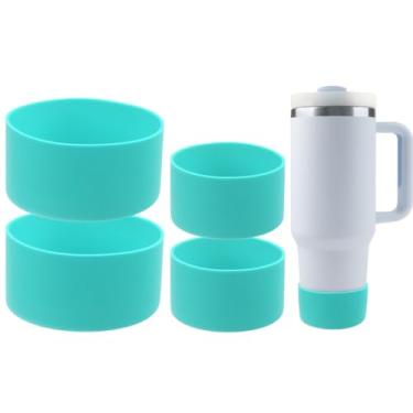 Imagem de TFQXA1Z Pacote com 4 botins de silicone, capa protetora de silicone para 350 ml – 1,134 g, capa antiderrapante para garrafa de água sem BPA para acessórios Stanley Cup (verde)