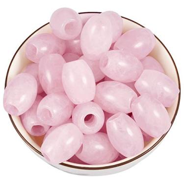 Imagem de Nupuyai — Contas largas de pedra grande para fabricação de joias, pacote com 30, contas europeias de rondelle polidas para berloques, Rose Quartz, 16x12(mm), 30